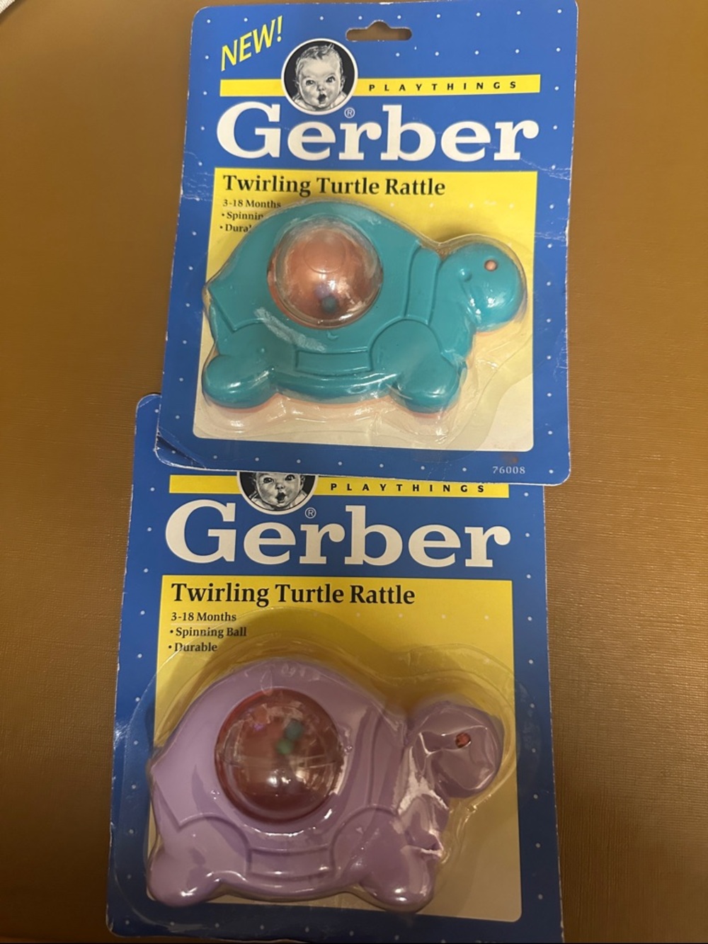 Gerber Twirling Turtle Rattle - Teal and Lavender